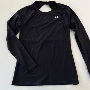 Under Armour Black Long Sleeve Athletic Top with Open Back, size small